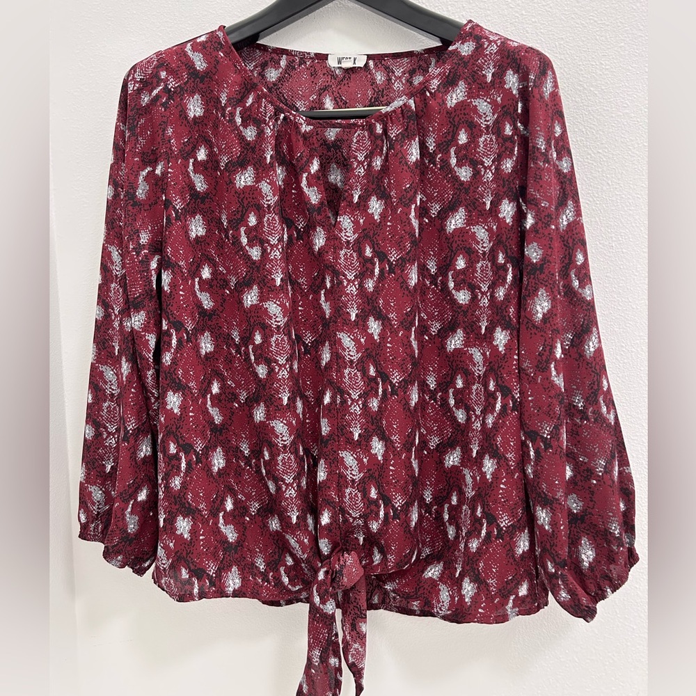 Women's Burgundy Patterned Top